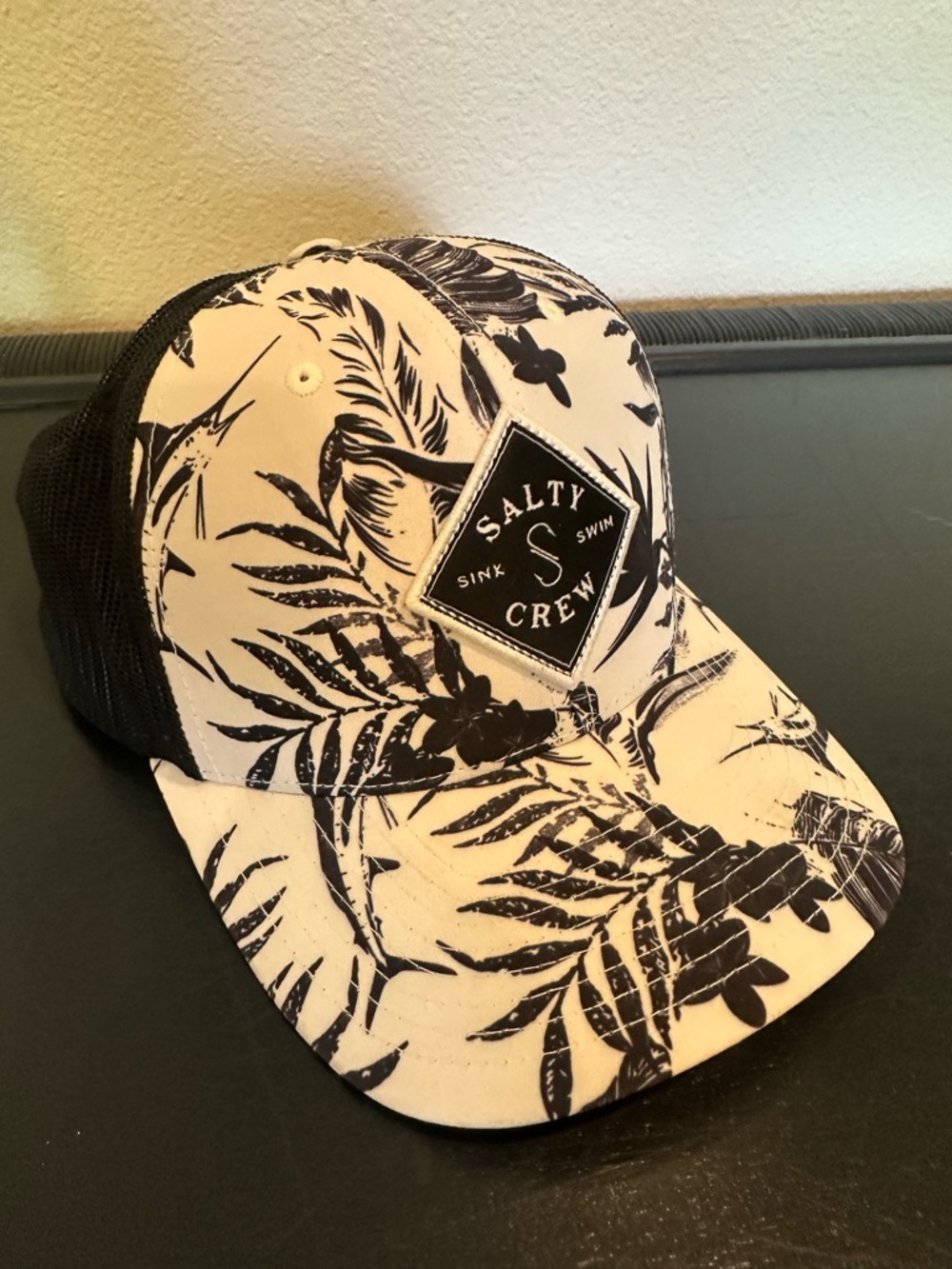 Salty Crew Beige and Black Floral Trucker Hat - Picture 2 of 3